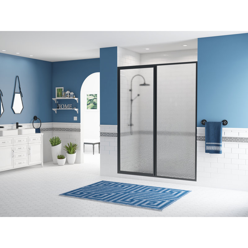 Legend Series Framed - W x 69'' H Hinged Door Framed Shower Door with, Standard Obscure / Aquatex, Matte Black