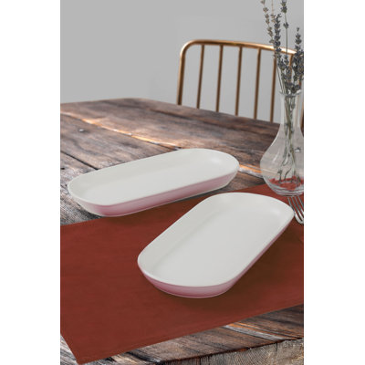 Elegant Ceramic Platter Set, 10.2 x 4.8 x 1.2 inches | 100% Antibacterial, Easy-Clean, Thermal Shock Resistant | Dishwasher & Microwave Safe, Perfect for Serving Appetizers & Desserts