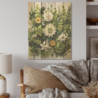 «Blossuming Herbs Dream», art mural sur bois de pin naturel