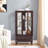 Cabinet Lighted Glass Cabinet Glass Wine Cabinet Curio Display Cabinet with Adjustable Glass Shelves 2 Doors and 1 drawer-481765122