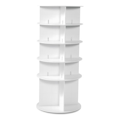 5 Tiers Rotating Shoe Rack Tower, 360° Spinning Shoe Rack, Revolving Storage Round Carousel Display, Freestanding Lazy Susan Organizer Display for Bedroom, Living Room, Entryway, Closet, White