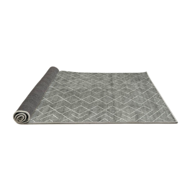 Tapis contemporain gris / noir, Rond 8 pi