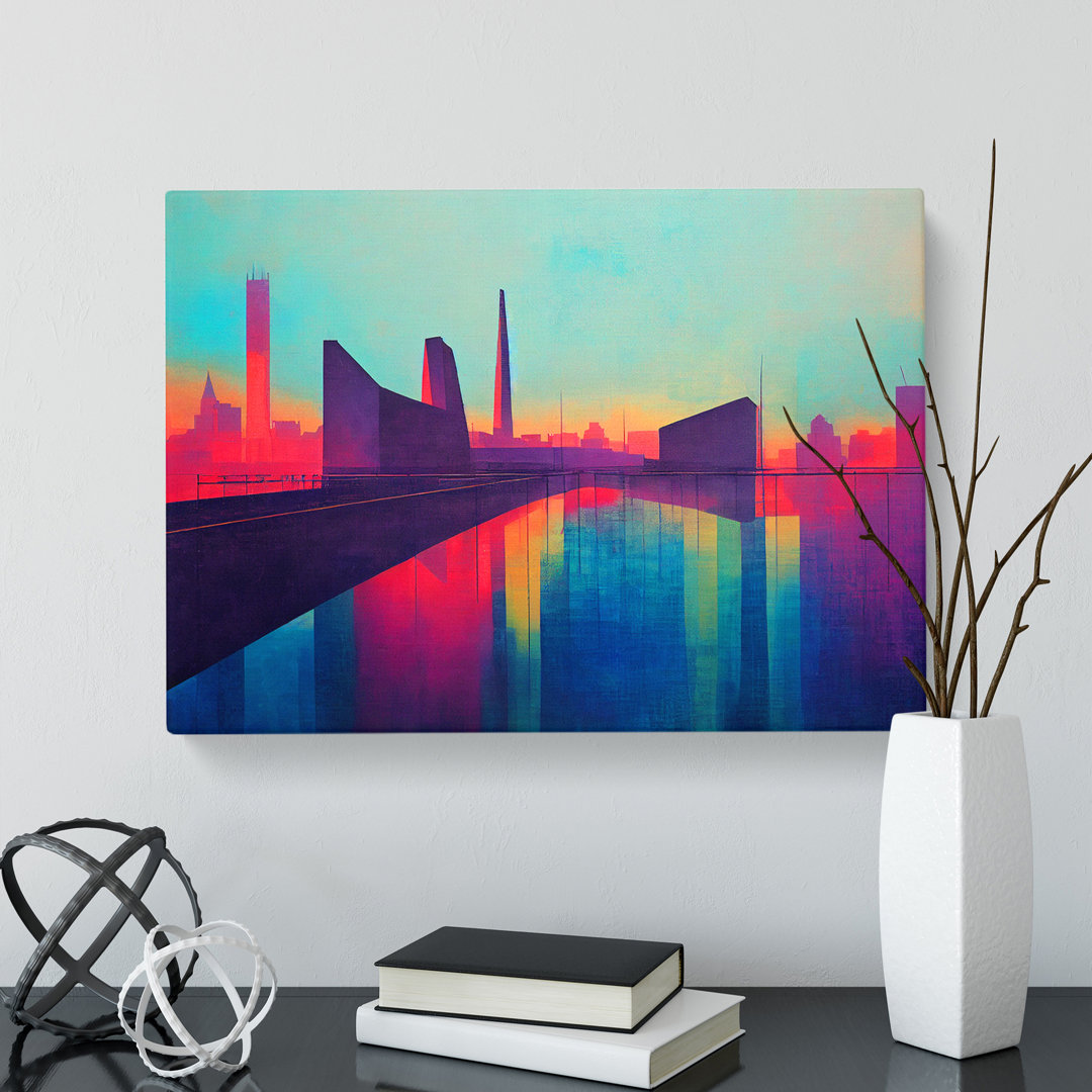 Adorable Skyscraper Skyline Abstract - Wrapped Canvas