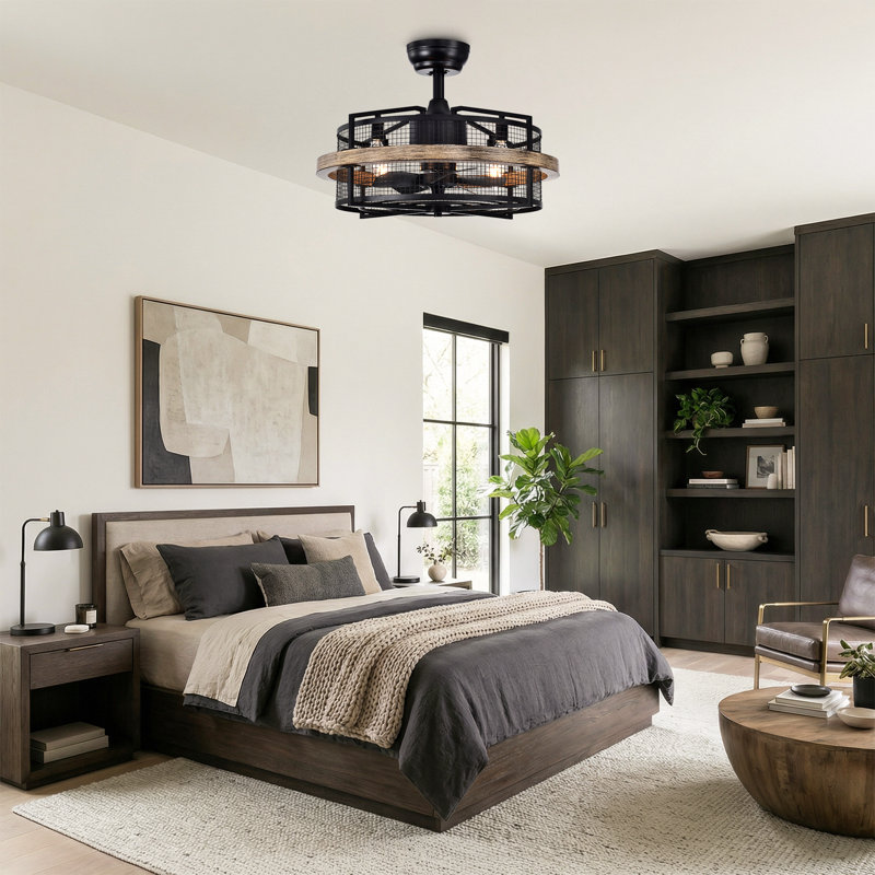 Rishel Caged Ceiling Fan with Remote Control