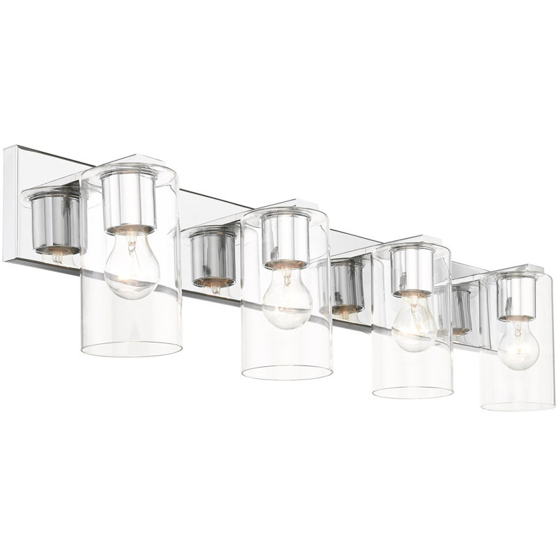 Luminaire de salle de bain 4 lumières 35,5 avec abat-jour en verre transparent - Éclairage de salle de bain élégant.