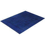 Overdyed Hand-Knotted Wool Modern-Contemporary Blue Area Rug 9' 4" x 12' 1"