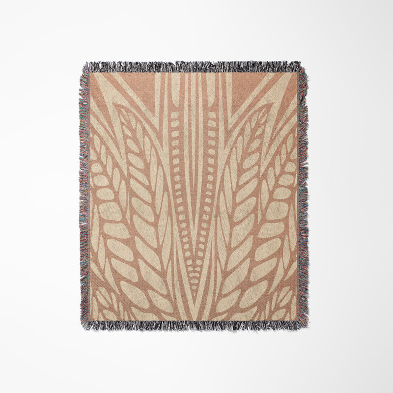 Couverture 100% coton Buga, 60 po x 80 po - Grand, Rouille / beige