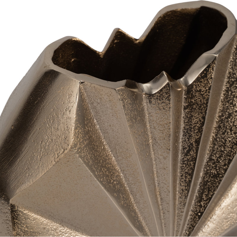 Modern Decorative Aluminum Vase with Sculptural Faceted Starburst Design - Gold, 10" H x 8" W x 4" D, Gold