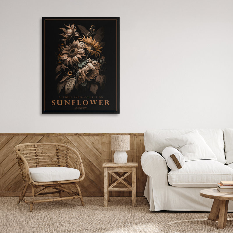 Toile de tournesol antique, design par Christopher Giampietro, H 40 po x l 30 po