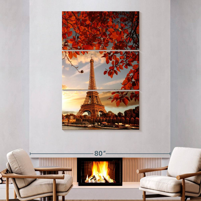 Masam, coucher de soleil d'automne à Paris, H 74 po x l 48 po