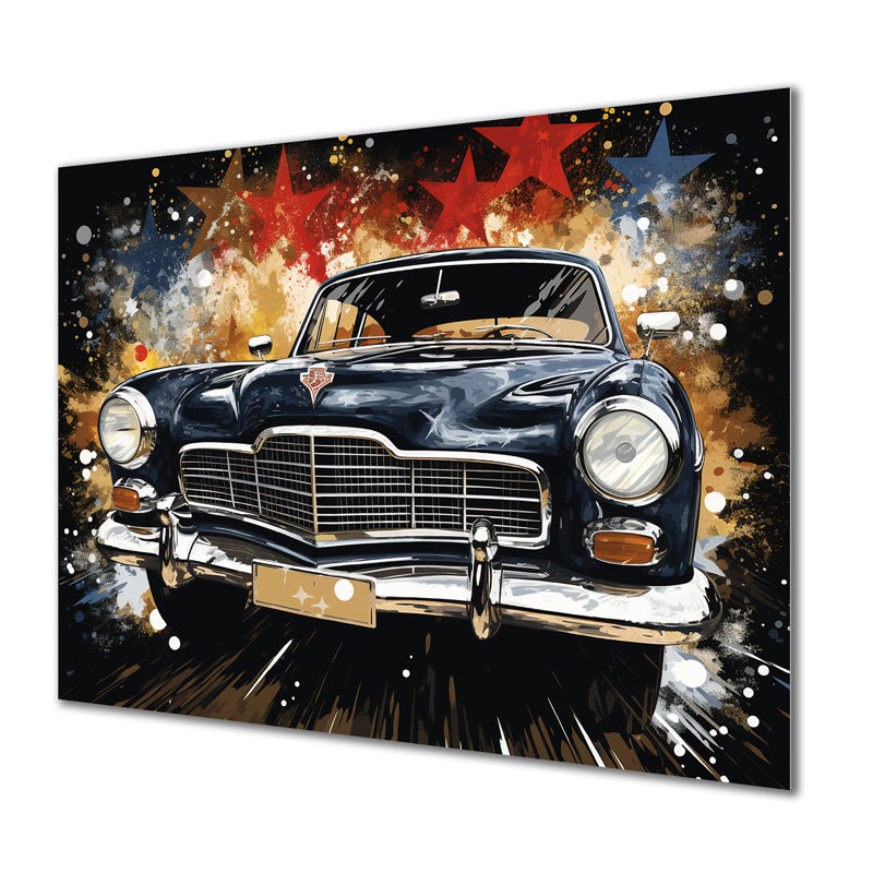 Voiture américaine rétro noire classique, H 30 po x l 40 po x P 1,5 po