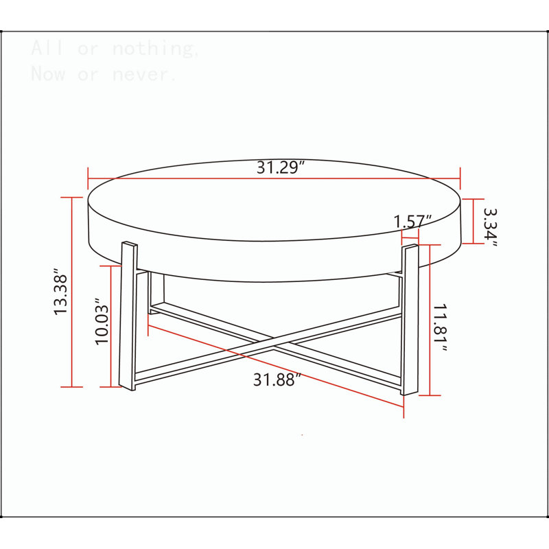 Table basse ronde moderne avec pieds croisés, L 31,29 po, Noir