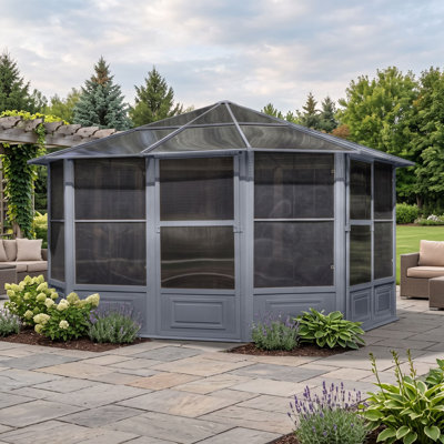 Gazebo Penguin Florence Solarium 12 Ft X 12 Ft Polycarbonate Roof - Slate