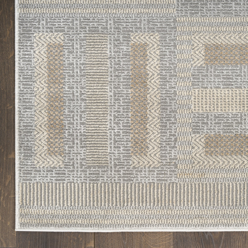 Ebern Designs Reimann Grey Multicolor Modern Indoor Rug, Rectangle 5' x 7'