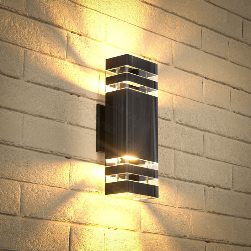 Modern Black Outdoor Lighting Fixture, Ip44 Aluminum Waterproof Porch Light, Square Top And Bottom Outdoor Wall Light, Outdoor Lighting Fixture, Suitable For Home Porch, Garden, Terrace, Courtyard (Bulb Not Included)
