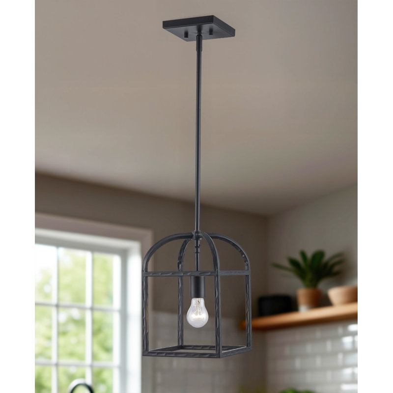 Luminaire suspendu cage rectangulaire / rectangulaire 1 lumière, Noir