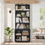  Bibliothèque à 73 niveaux H 73,2 ", bibliothèque à une rangée avec armoire à 2 portes et 4 tablettes ouvertes pour le salon de bureau-350755955
