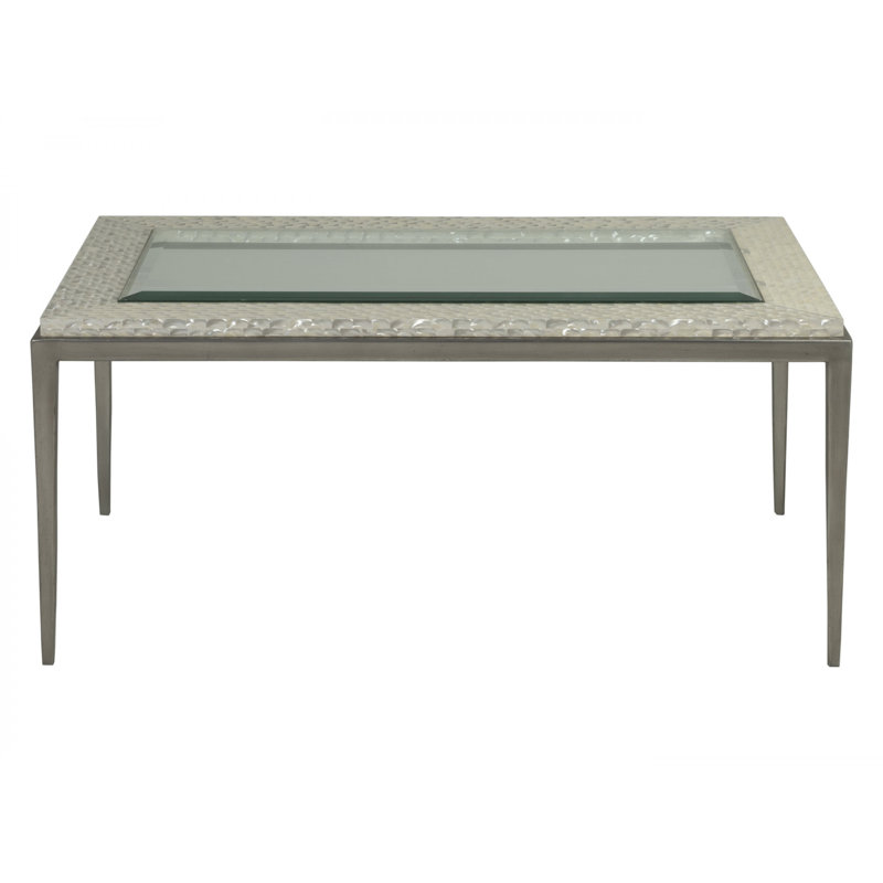 Silver Glass Rectangular Transitional Cocktail Table