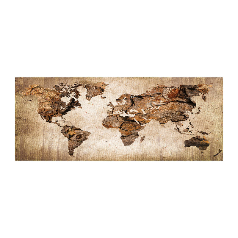 World Map Wood - No Frame Print on Canvas
