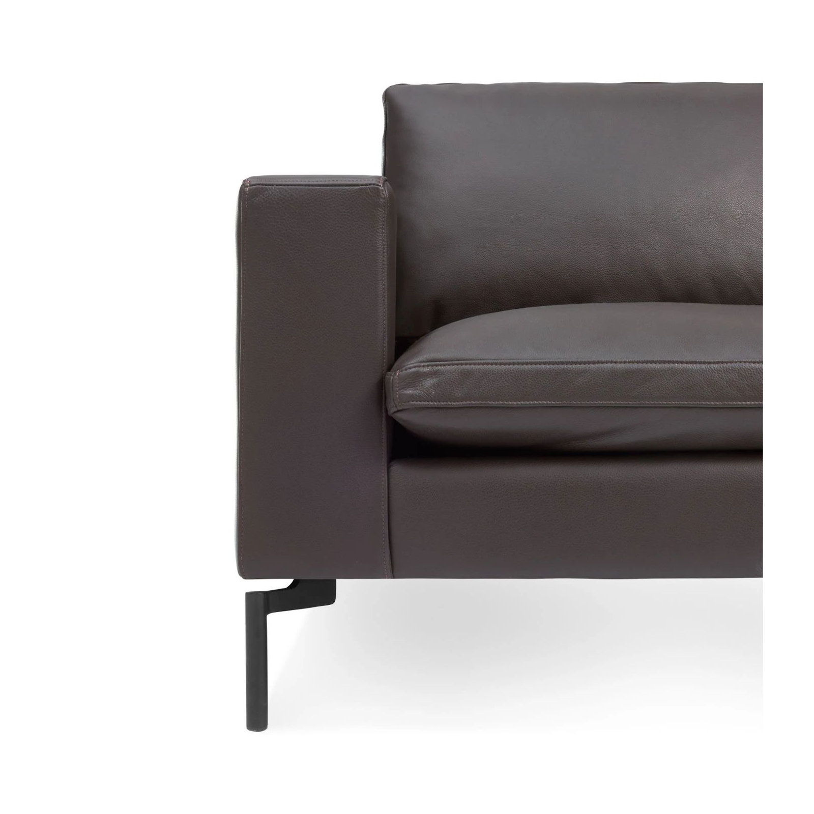 New Standard Upholstered Sofa, Dark Brown Genuine Leather, 32" H x 78" W x 35" D