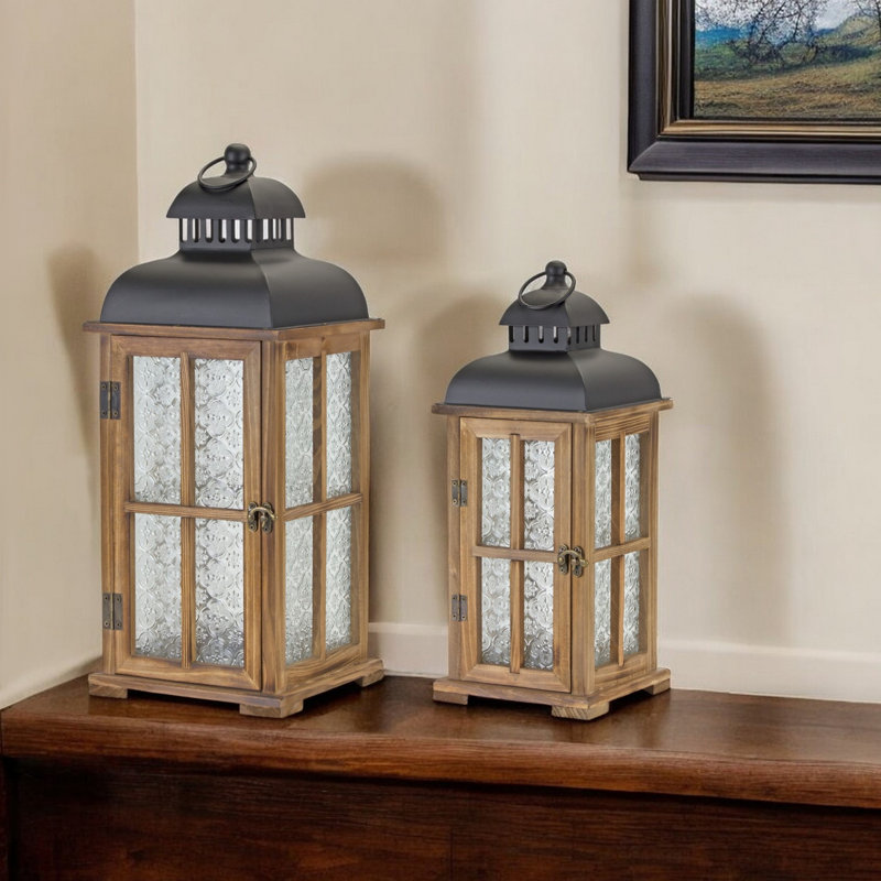19.25'' H Wood Floor Lantern
