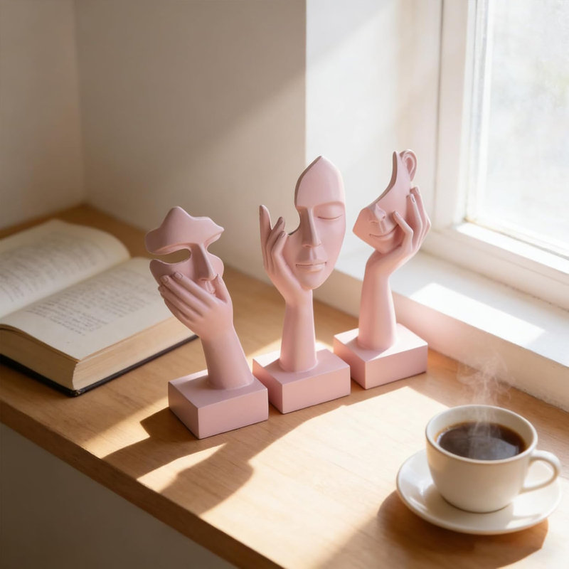 Ensemble de 3 petites figurines de décorateur de maison rose, 3 pièces, 6 pièces, 6 pièces, rose, Rose