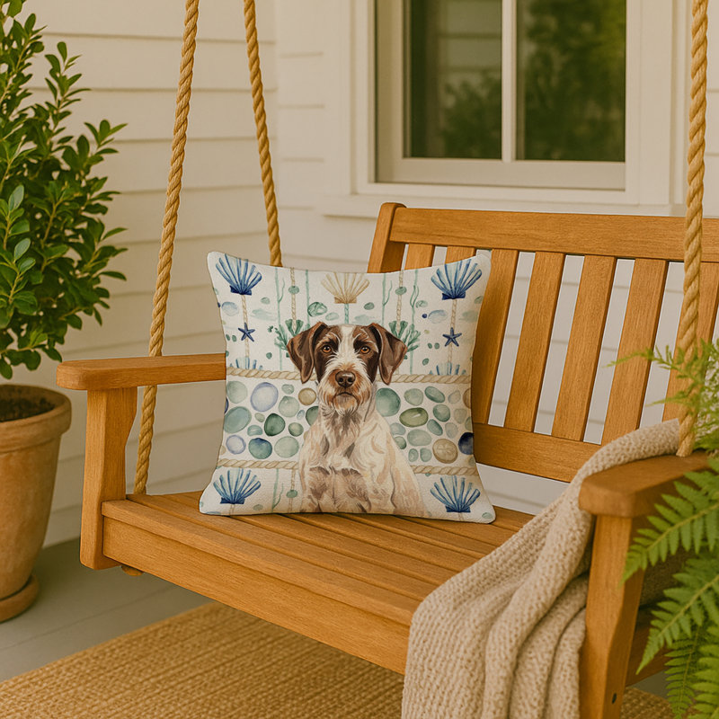 Coussin en verre de mer, Carré 18 po, Liver/White German Wirehaired Pointer