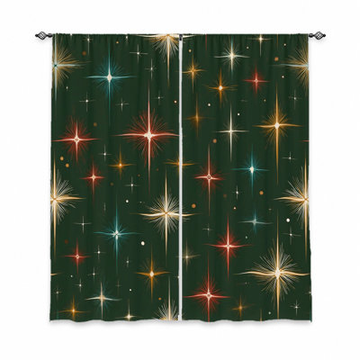 2 pièces de rideaux Starburst, tissu filtrant la lumière, motif Mid-Century moderne, parasol et protection de la vie privée, conception à passe-tringle, pour le salon, la chambre à coucher, la cuisine, la décoration intérieure