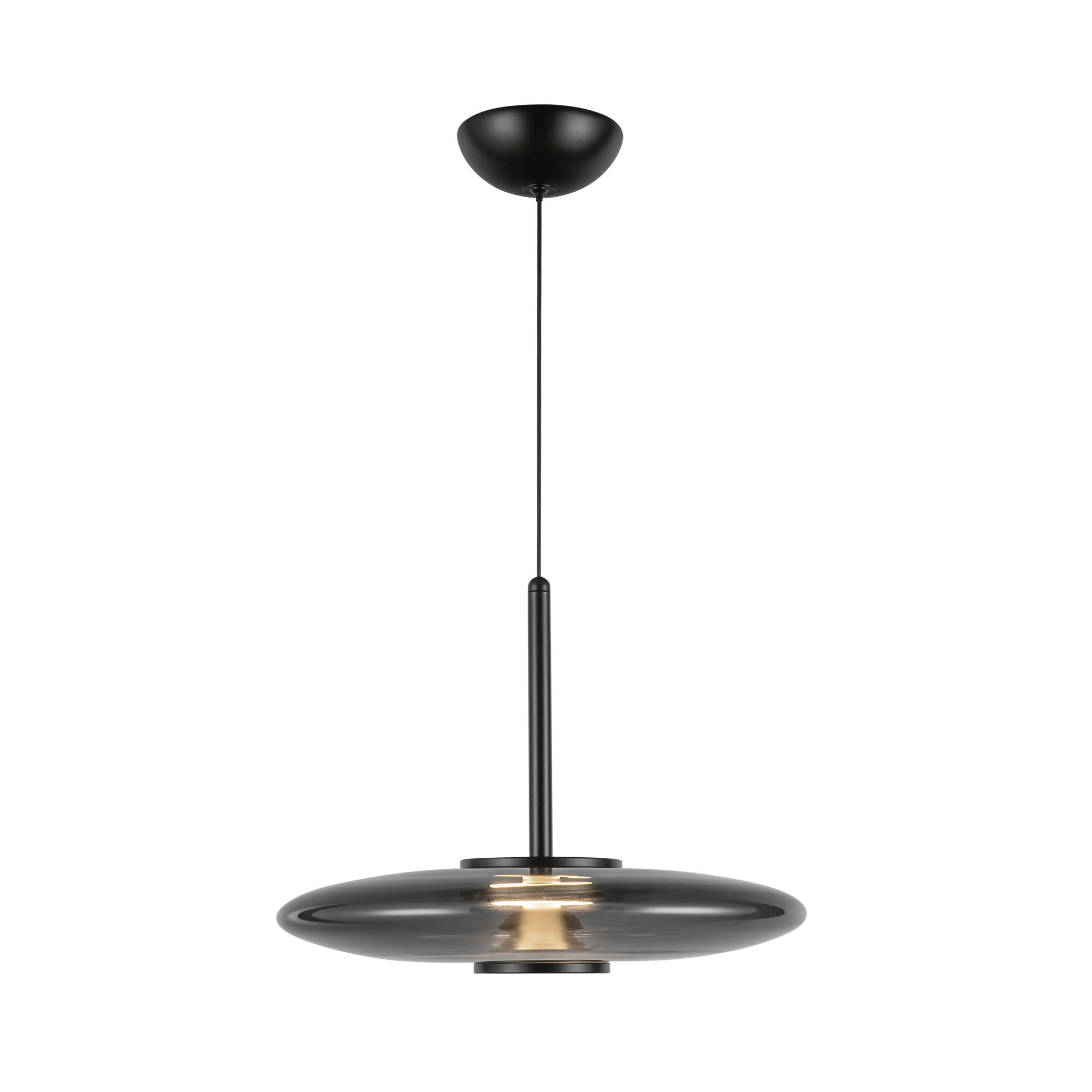 Harden 17-In Glass LED Pendant, Smoked, Black