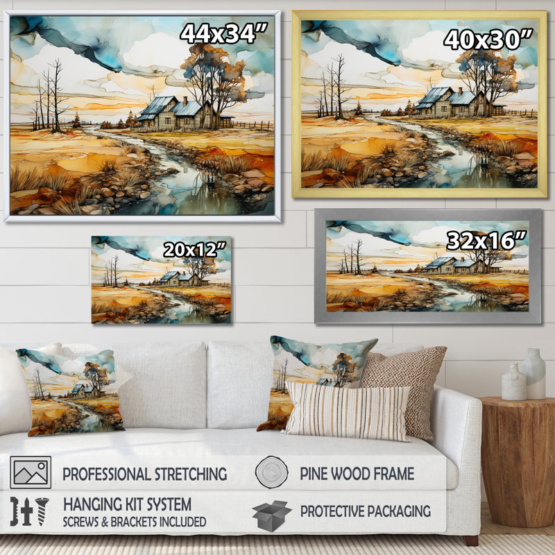 Tarquility in the Countryside IV - Imprimé, H 24 po x l 32 po x P 1 po, Cadre simple blanc
