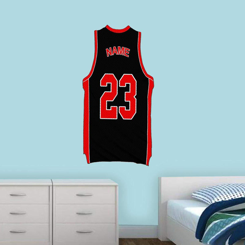 Adhésif décoratif Basketball Jersey, H 16 po x l 8 po, Noir