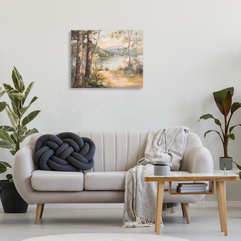 «Peaceful Lakeside Landscape» par Petal Prints Design, H 24 po x l 30 po