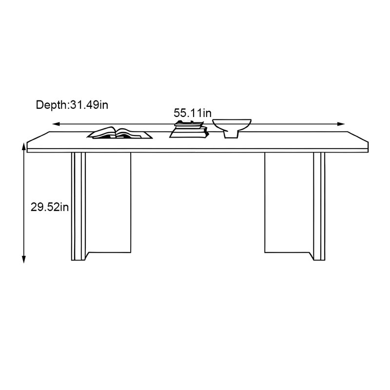 Table de salle à manger rétro, H 29,52 po x L 55,11 po x l 31,49 po