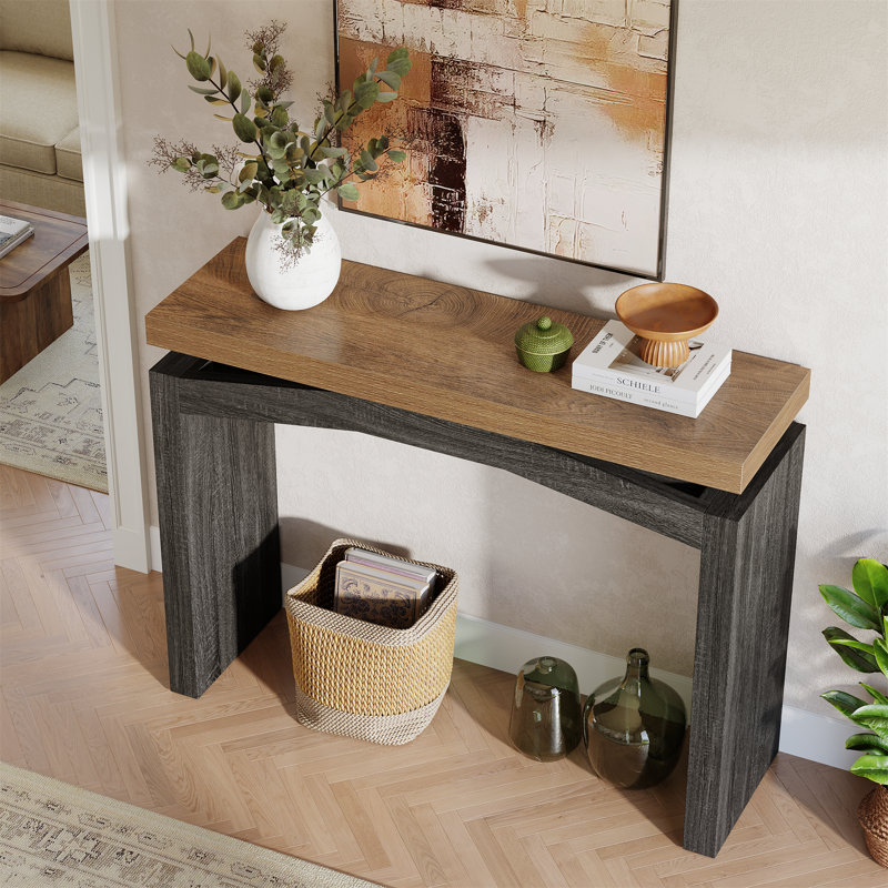 Console de 100 cm (39,4 po) avec plateau de 5 cm (1,97 po) d'épaisseur, petite console d'entrée pour couloir, hall d'entrée ou salon.