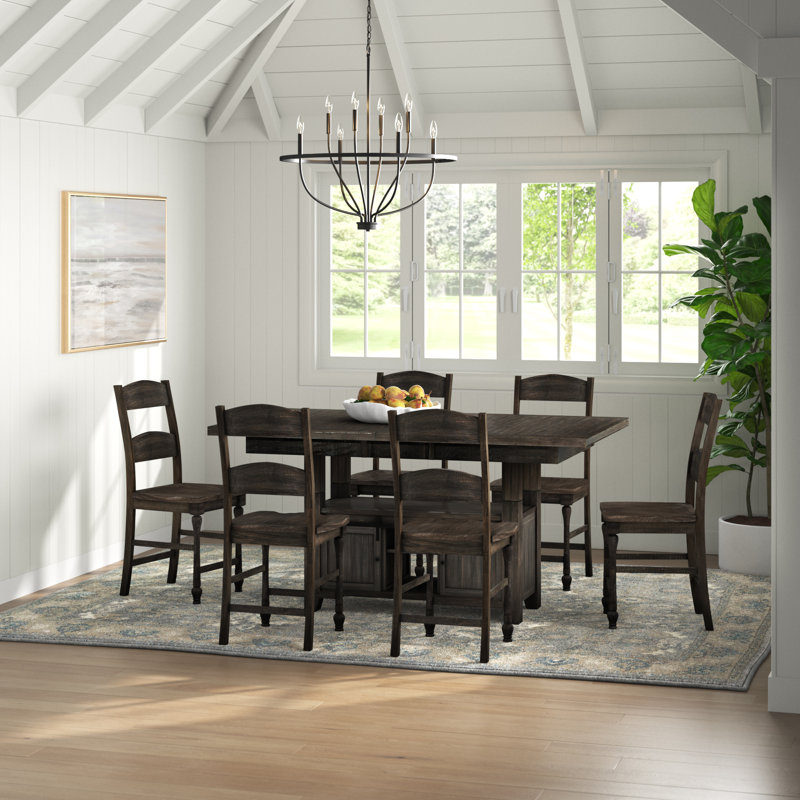 Ensemble de salle à manger à hauteur de comptoir en bois massif avec buffet Hebden, Bois de grange