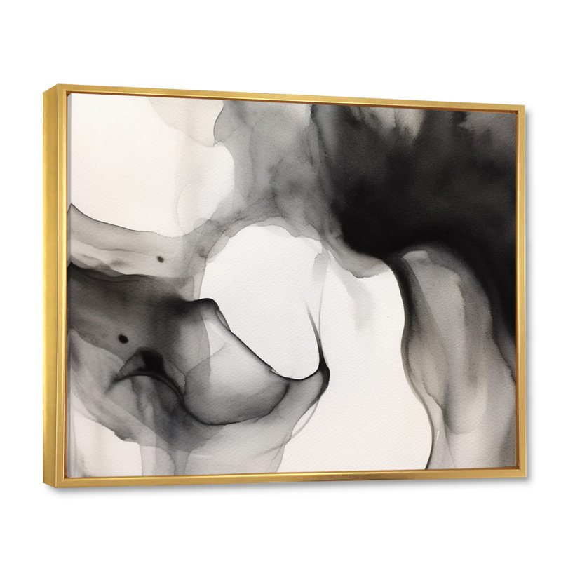 Noir et blanc Pure Serenity II sur toile, Cadre flottant doré, H 24 po x l 32 po x P 1 po