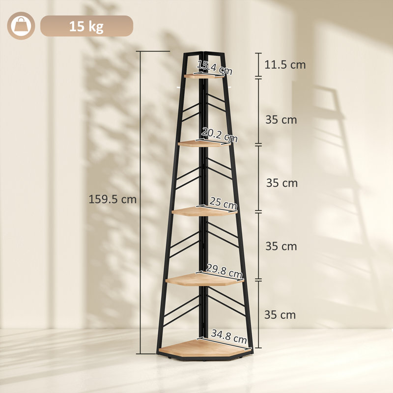 159.5 cm H x 36.5 cm W Particle Board Bookcase, Brown