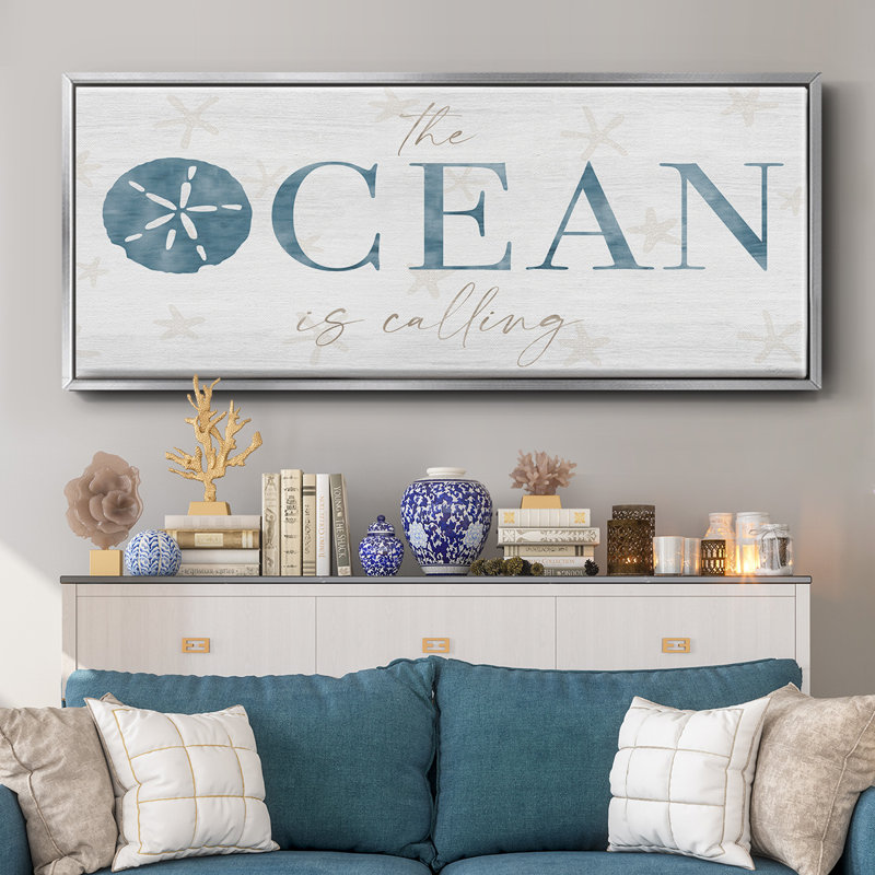 The Ocean- Framed Canvas, 20" H x 50" W