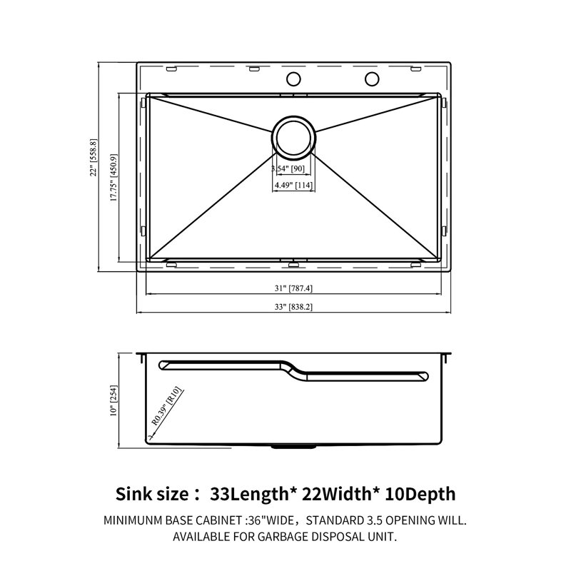 Drop In Kitchen Sink Topmount Single Bowl