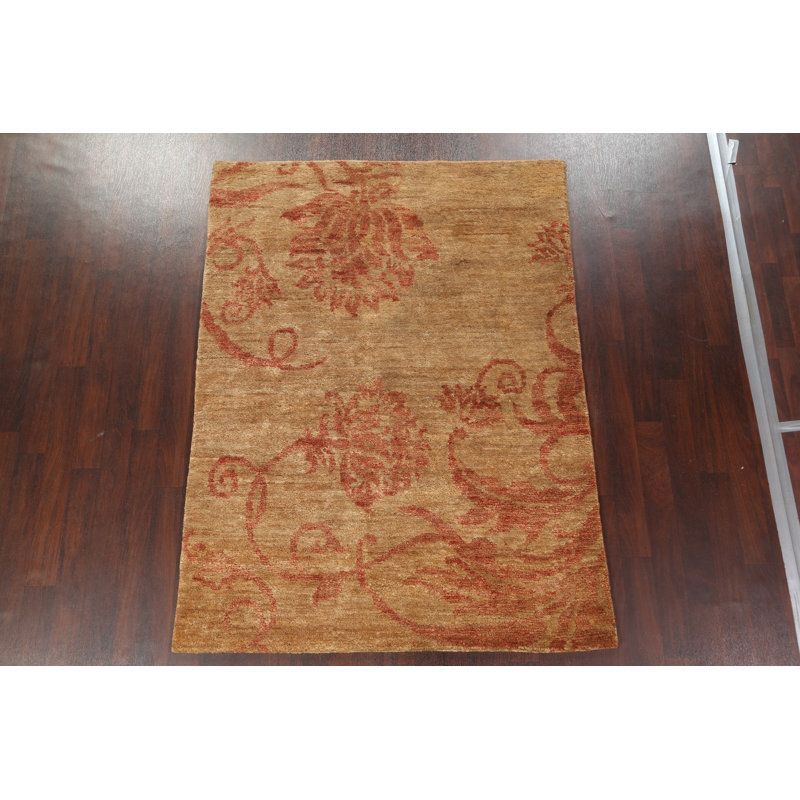 Tapis oriental intérieur / extérieur abstrait noué à la main 6 x 8