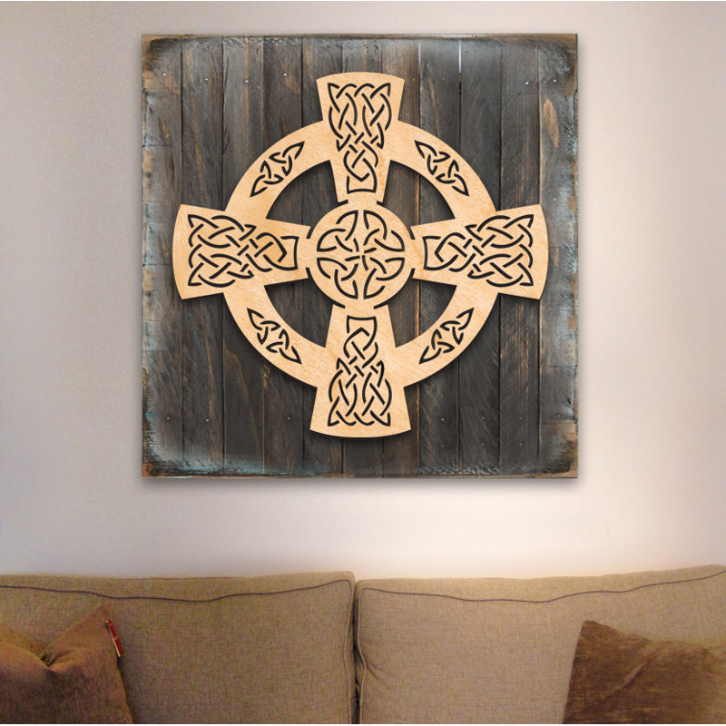 Décoration murale en croix en bois celtique wheel cross, H 18 po x l 18 po x P 2 po