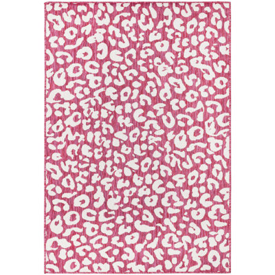 Magenta/Ivory Indoor/Outdoor Rug
