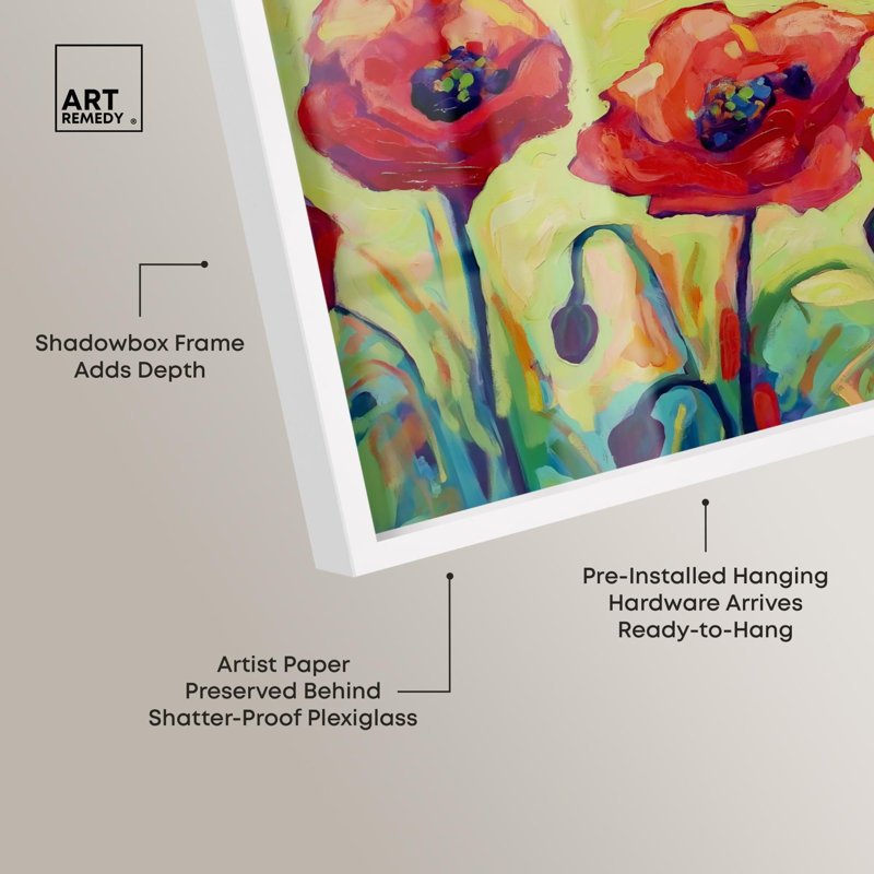 Décoration murale «Red Poppy Field II» par Art Remedy, Blanc, H 31 po x l 46 po