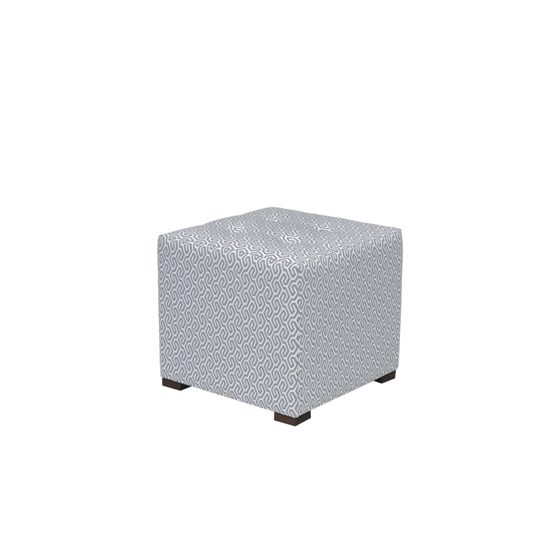 Dalery Upholstered Ottoman, White/Light Blue 100% Polyester