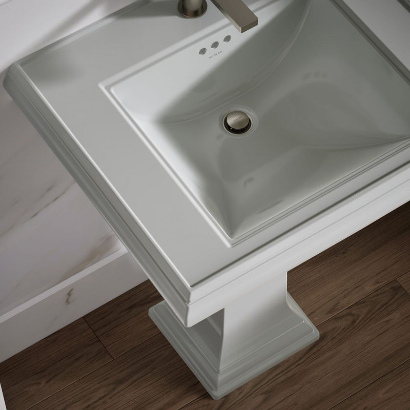 Memoirs Rectangular Pedestal Bathroom Sink with Overflow, Ice Gray, Single Hole Faucet