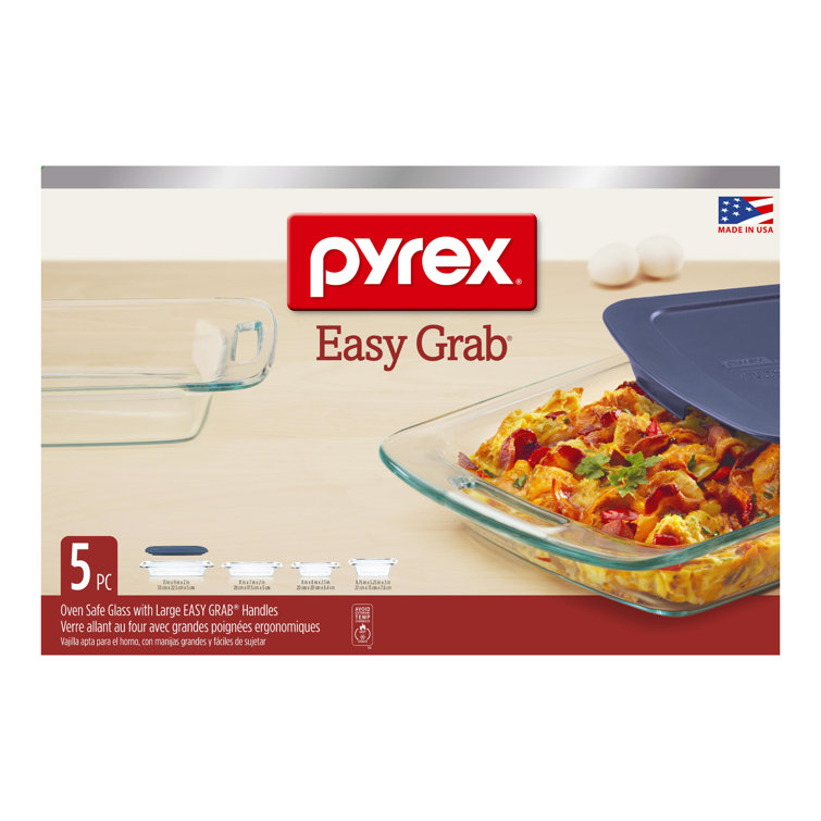 Pyrex 8 Piece Bake and Store Set. Oven Safe Glass Dish w Large Easy Grab  Handles
