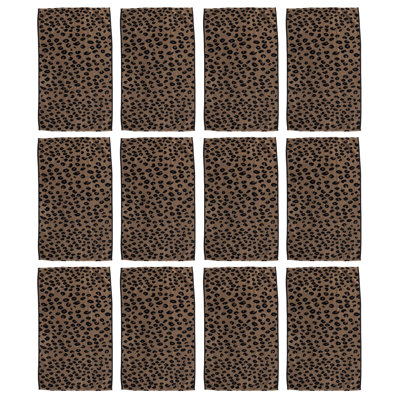 Woven Cotton Terry Square Hand Towel With Leopard Print Pattern