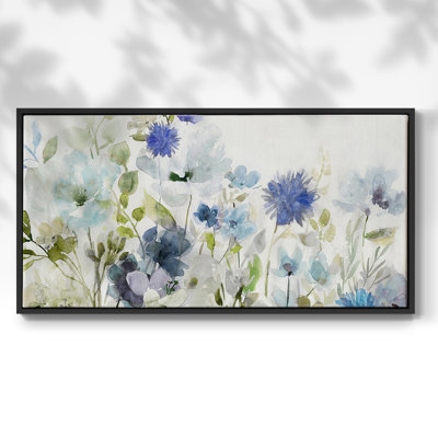 Wildflowers in Blue- Framed Gallery Wrapped Canvas -Ready to Hang