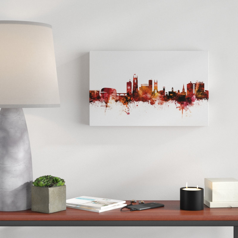 « derby england horizon red », impression sur toile tendue, H 12 po x l 19 po x P 2 po