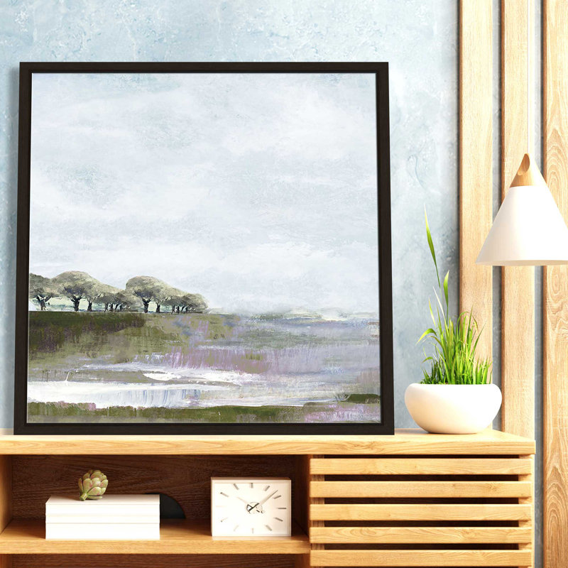 Rusty Sky I - Peinture, L 39,5 po x H 39,5 po, Encadrement brun